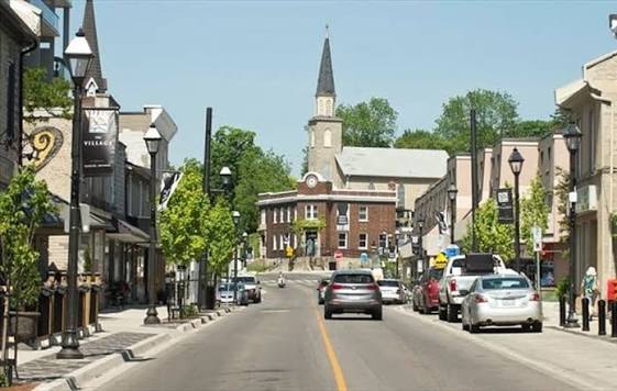Downtown Hespeler village looking toward the church spire